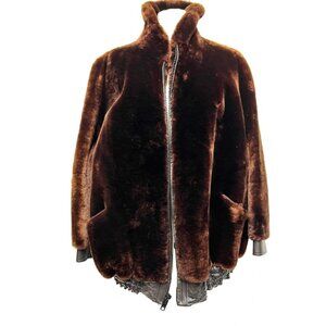1940's-1950's Beau Mouton Original Rare Brown Oversized Sheared Lambs Fur Coat